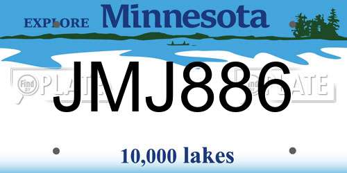 JMJ886 Minnesota License Plate
