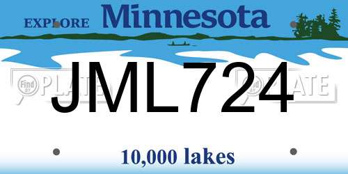 JML724 Minnesota License Plate
