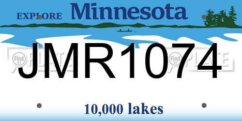 JMR1074 Minnesota License Plate
