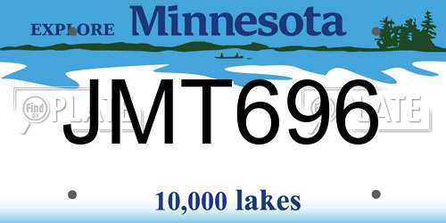 JMT696 Minnesota License Plate