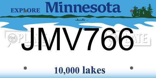JMV766 Minnesota License Plate