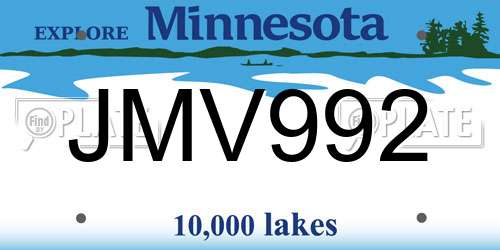 JMV992 Minnesota License Plate