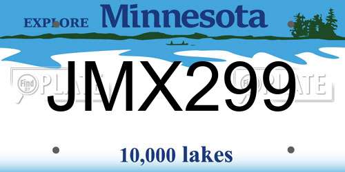 JMX299 Minnesota License Plate