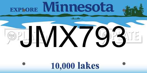 JMX793 Minnesota License Plate