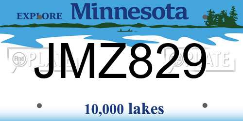 JMZ829 Minnesota License Plate