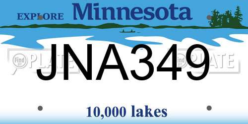 JNA349 Minnesota License Plate