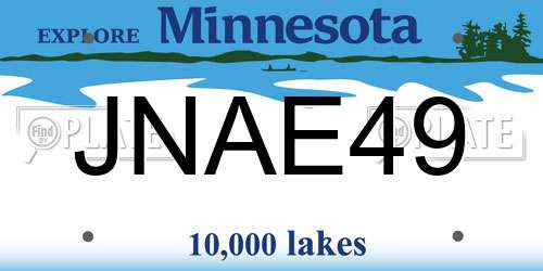 JNAE49 Minnesota License Plate