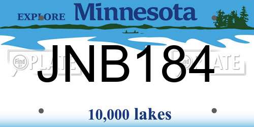 JNB184 Minnesota License Plate
