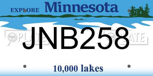 JNB258 Minnesota License Plate