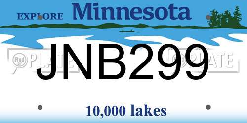 JNB299 Minnesota License Plate