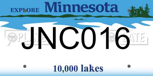 JNC016 Minnesota License Plate