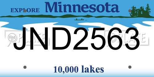 JND2563 Minnesota License Plate