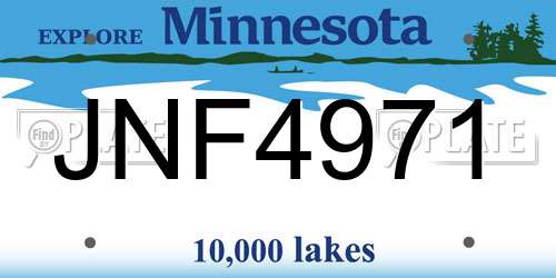 JNF4971 Minnesota License Plate