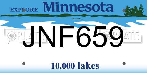 JNF659 Minnesota License Plate