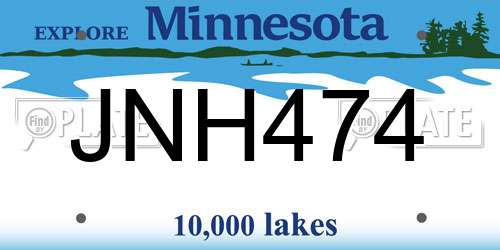 JNH474 Minnesota License Plate