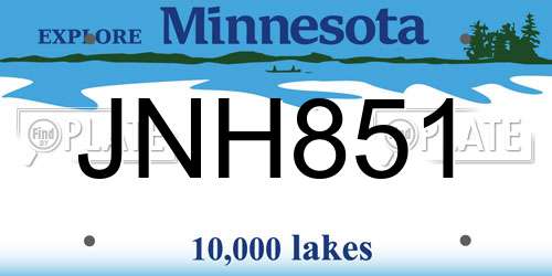 JNH851 Minnesota License Plate