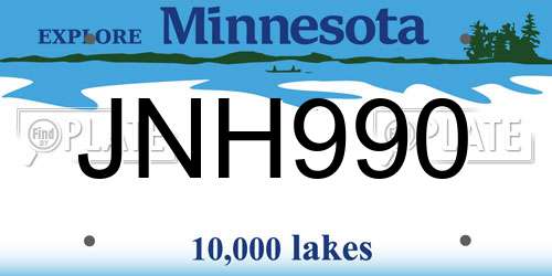JNH990 Minnesota License Plate