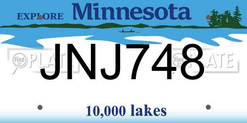 JNJ748 Minnesota License Plate