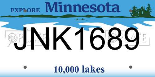 JNK1689 Minnesota License Plate