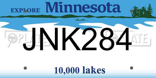 JNK284 Minnesota License Plate