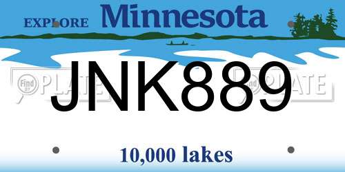 JNK889 Minnesota License Plate