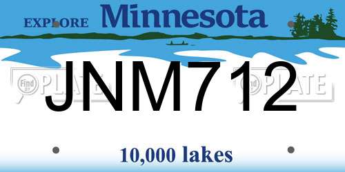 JNM712 Minnesota License Plate