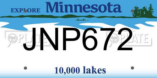JNP672 Minnesota License Plate