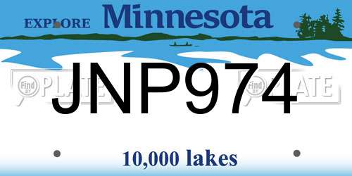 JNP974 Minnesota License Plate