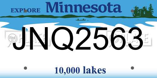 JNQ2563 Minnesota License Plate