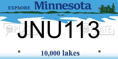 JNU113 Minnesota License Plate