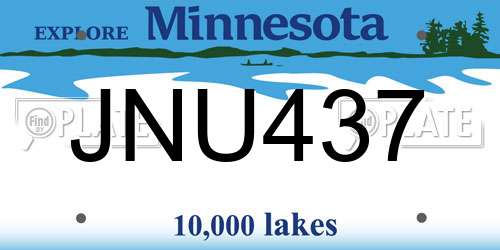 JNU437 Minnesota License Plate