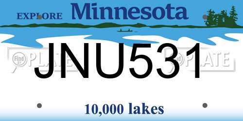 JNU531 Minnesota License Plate