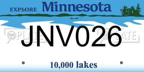 JNV026 Minnesota License Plate