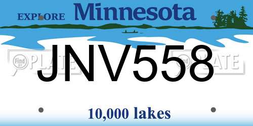 JNV558 Minnesota License Plate
