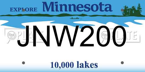 JNW200 Minnesota License Plate