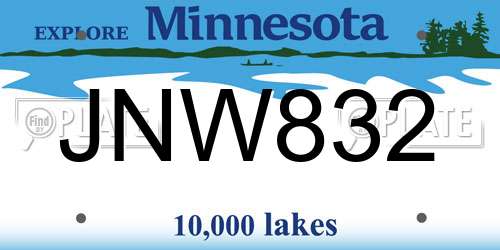 JNW832 Minnesota License Plate