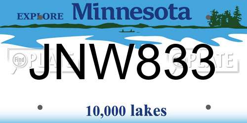 JNW833 Minnesota License Plate