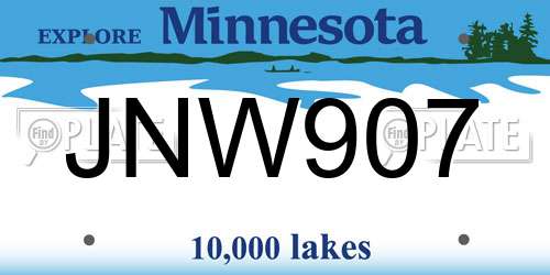 JNW907 Minnesota License Plate