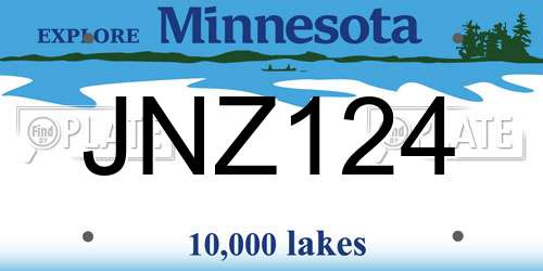 JNZ124 Minnesota License Plate