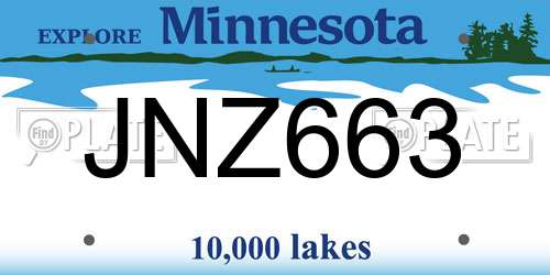 JNZ663 Minnesota License Plate