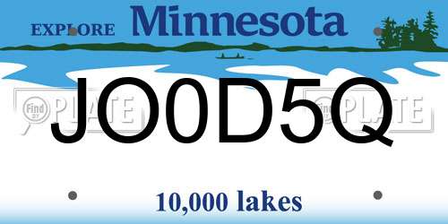 JO0D5Q Minnesota License Plate