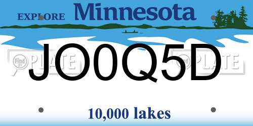 JO0Q5D Minnesota License Plate