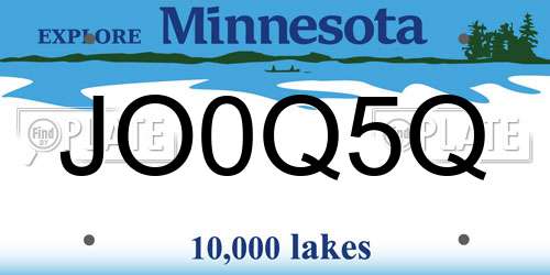 JO0Q5Q Minnesota License Plate
