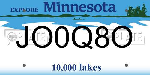 JO0Q8O Minnesota License Plate