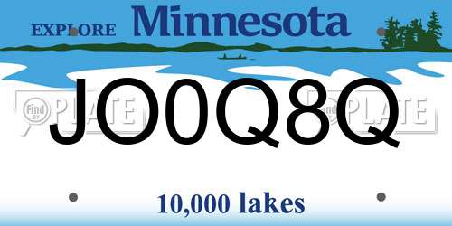 JO0Q8Q Minnesota License Plate