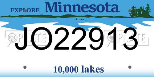 JO22913 Minnesota License Plate