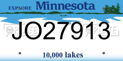 JO27913 Minnesota License Plate