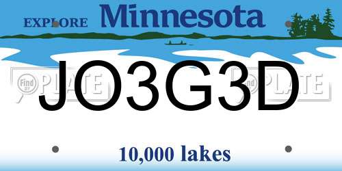 JO3G3D Minnesota License Plate