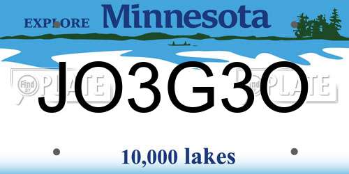 JO3G3O Minnesota License Plate