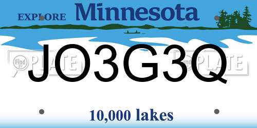 JO3G3Q Minnesota License Plate
